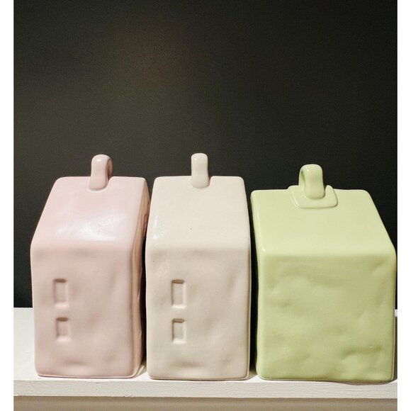 Rae Dunn Artisan Collection “HOME” Birdhouse Set of 3 – Pink, White & Green - Picture 5 of 6